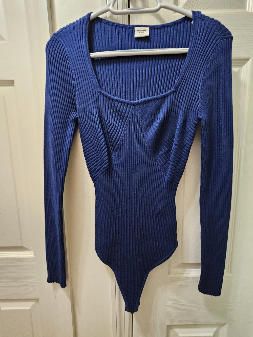 Abercrombie & Fitch Ribbed Long-Sleeve Navy Blue Bodysuit